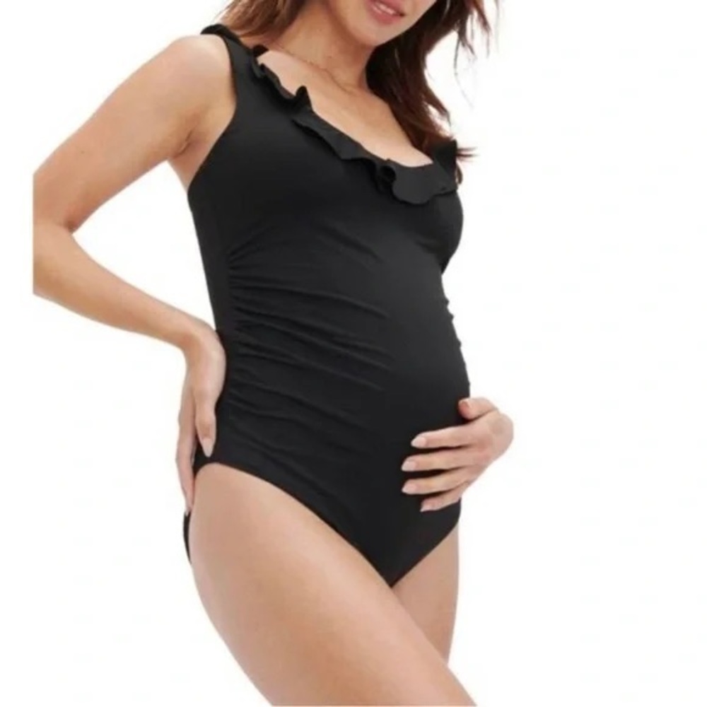 Hatch Swimsuit Womens black The Antiqua Maillot Ruffled One Piece Size XS